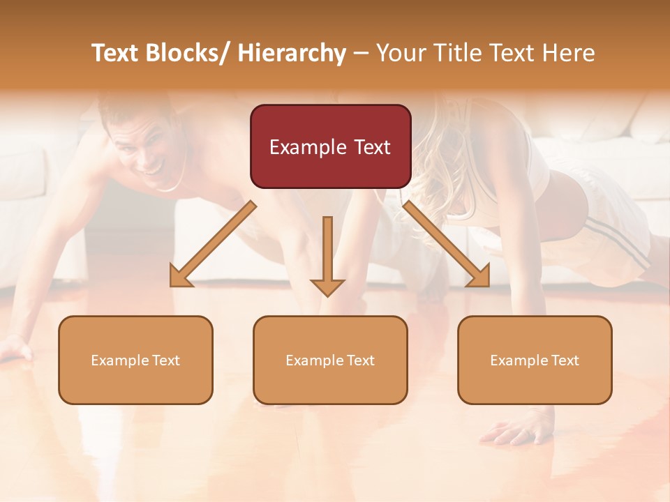 Young Man And Woman Woman Doing Exercise In The Sunny Room PowerPoint Template