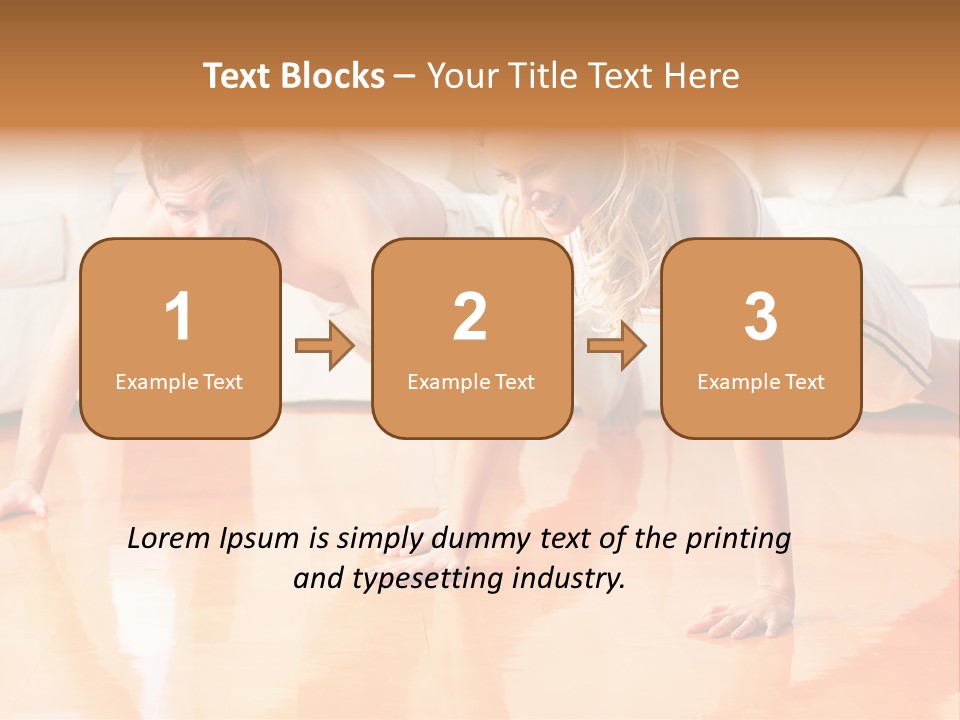 Young Man And Woman Woman Doing Exercise In The Sunny Room PowerPoint Template