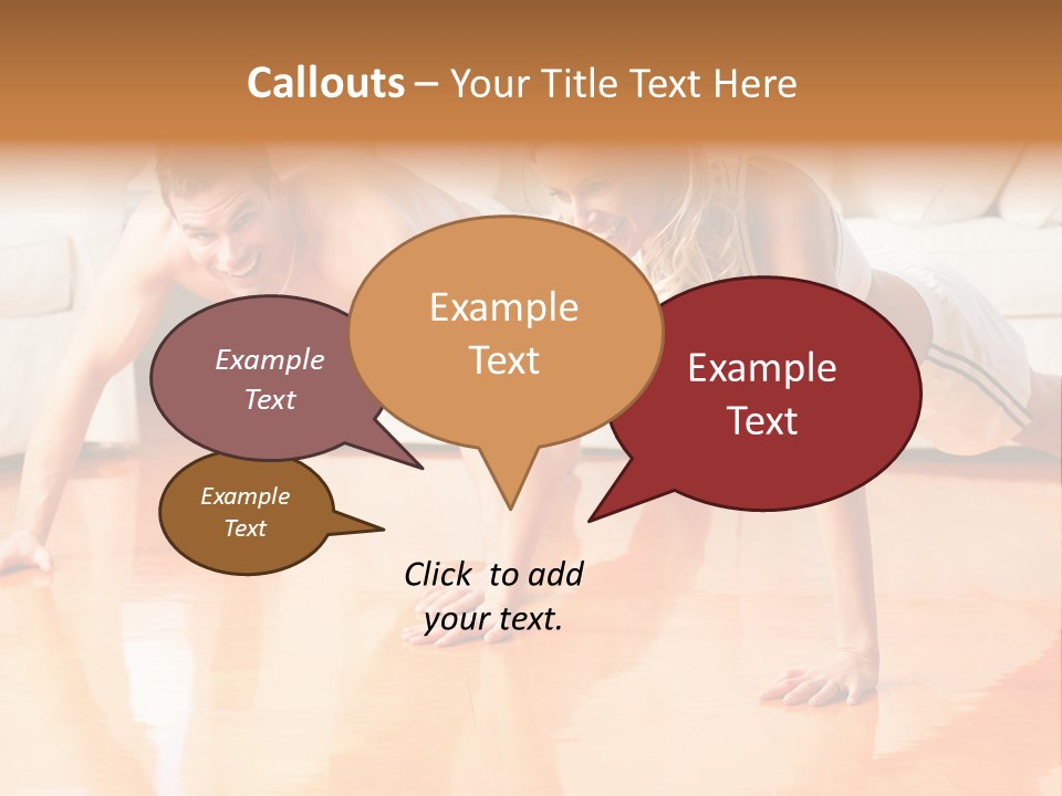 Young Man And Woman Woman Doing Exercise In The Sunny Room PowerPoint Template