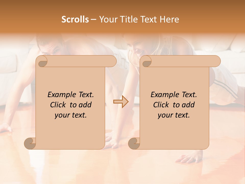 Young Man And Woman Woman Doing Exercise In The Sunny Room PowerPoint Template