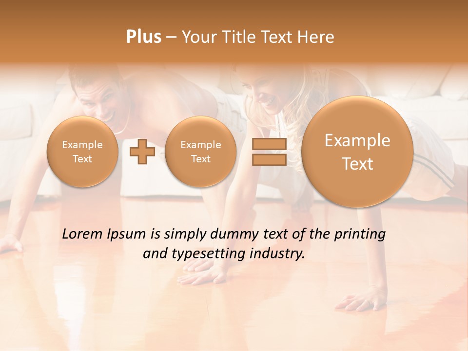 Young Man And Woman Woman Doing Exercise In The Sunny Room PowerPoint Template