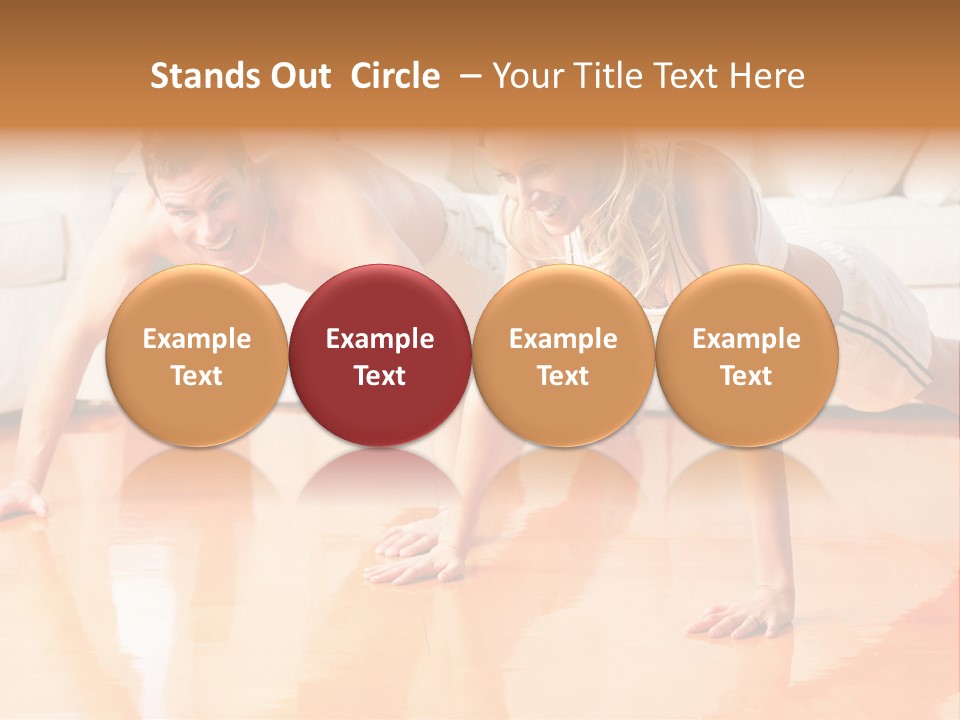 Young Man And Woman Woman Doing Exercise In The Sunny Room PowerPoint Template