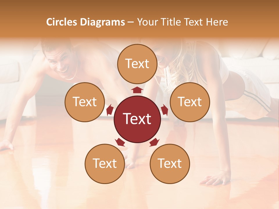 Young Man And Woman Woman Doing Exercise In The Sunny Room PowerPoint Template