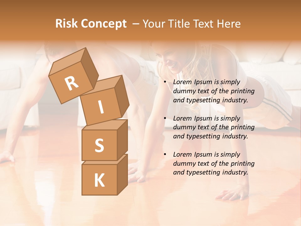 Young Man And Woman Woman Doing Exercise In The Sunny Room PowerPoint Template