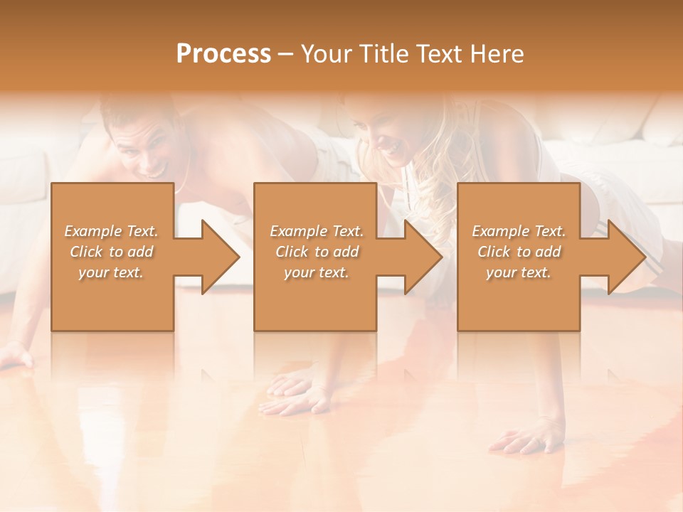Young Man And Woman Woman Doing Exercise In The Sunny Room PowerPoint Template