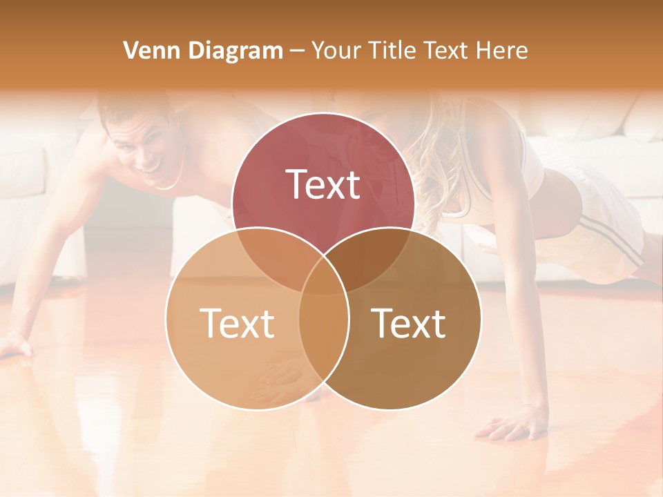 Young Man And Woman Woman Doing Exercise In The Sunny Room PowerPoint Template