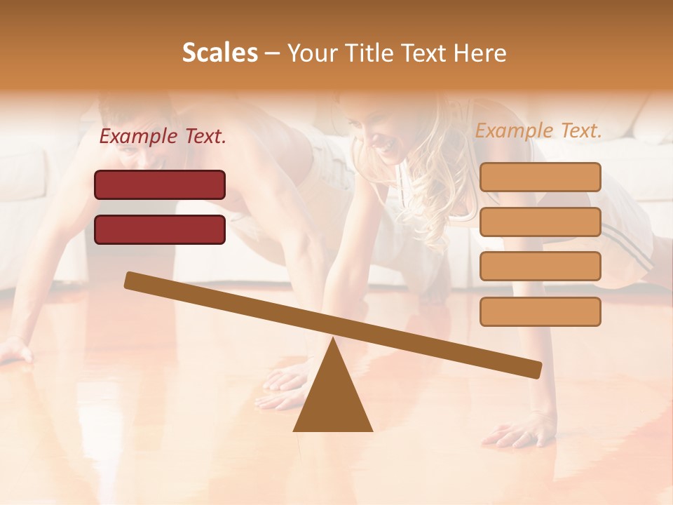 Young Man And Woman Woman Doing Exercise In The Sunny Room PowerPoint Template