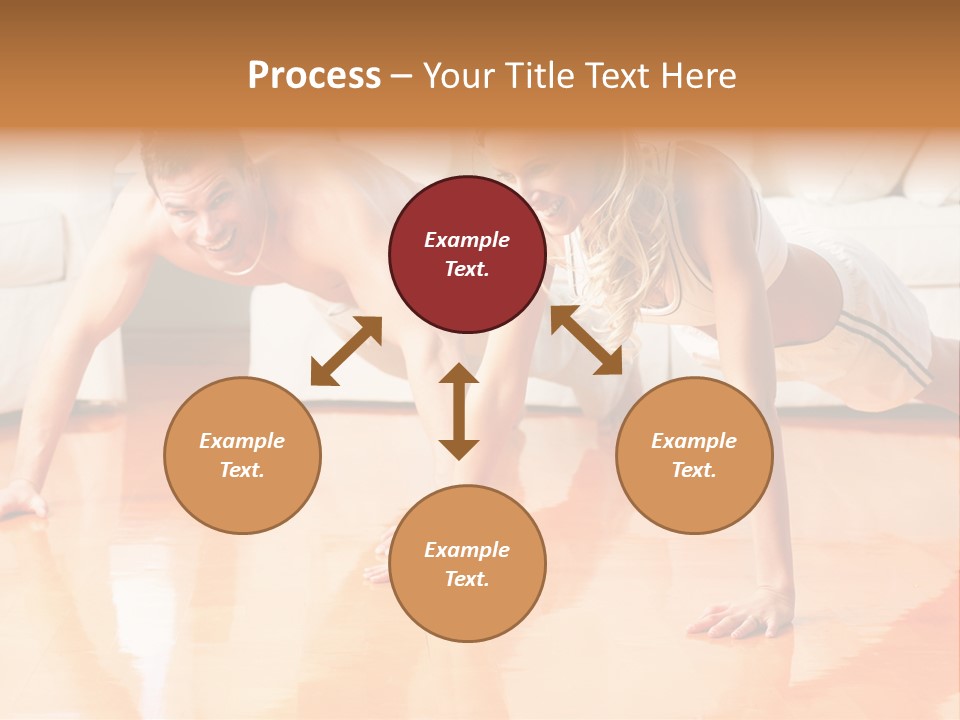 Young Man And Woman Woman Doing Exercise In The Sunny Room PowerPoint Template