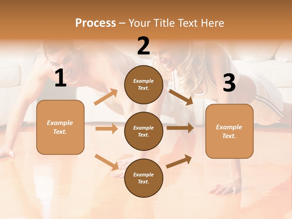 Young Man And Woman Woman Doing Exercise In The Sunny Room PowerPoint Template