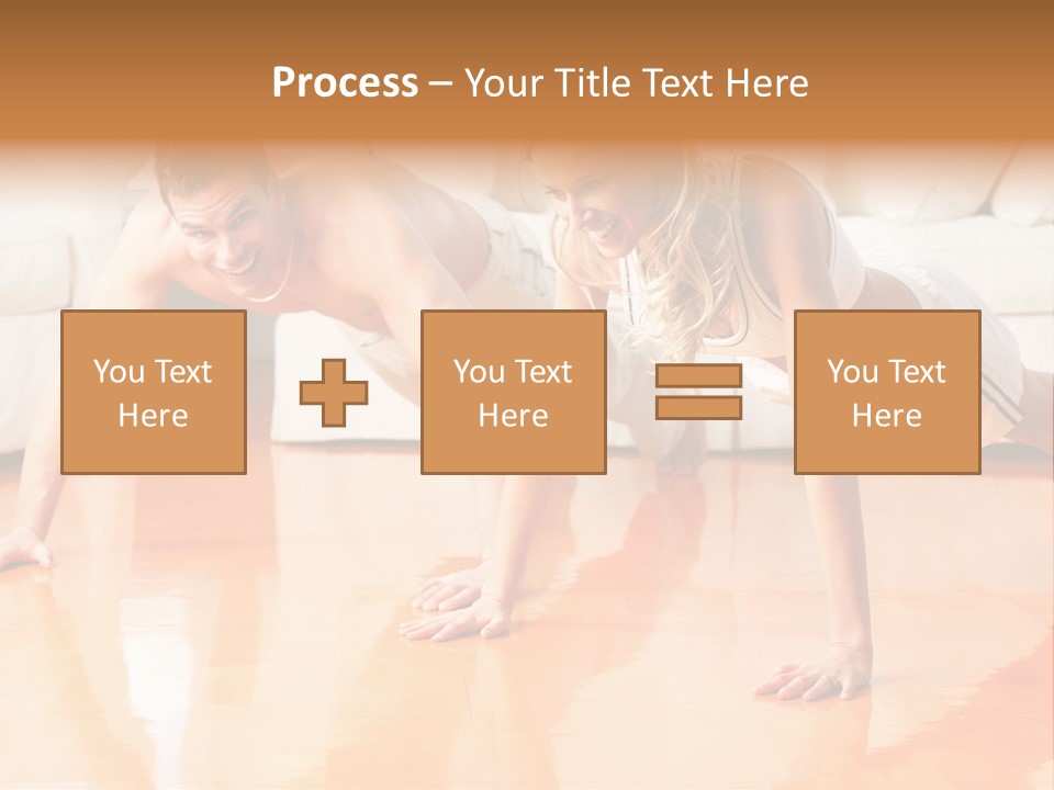 Young Man And Woman Woman Doing Exercise In The Sunny Room PowerPoint Template