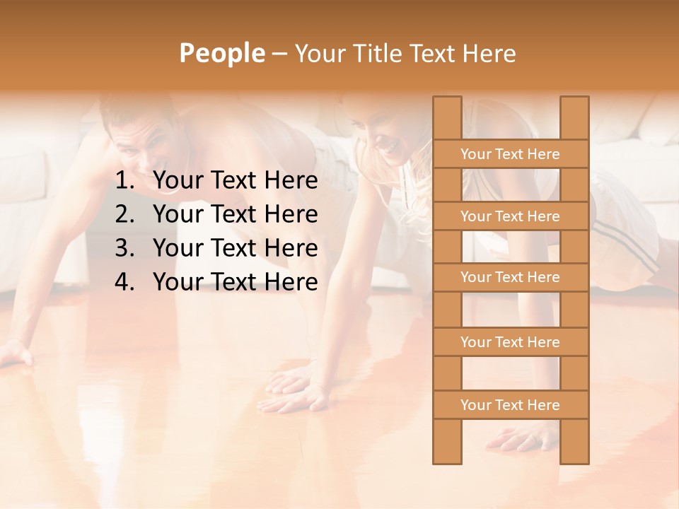 Young Man And Woman Woman Doing Exercise In The Sunny Room PowerPoint Template