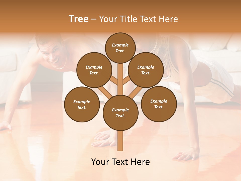 Young Man And Woman Woman Doing Exercise In The Sunny Room PowerPoint Template