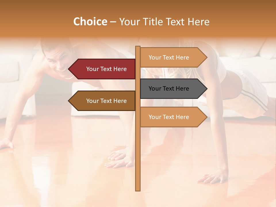 Young Man And Woman Woman Doing Exercise In The Sunny Room PowerPoint Template