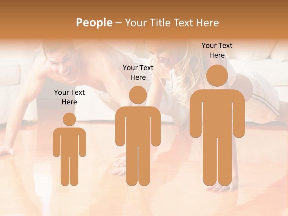 Young Man And Woman Woman Doing Exercise In The Sunny Room PowerPoint Template