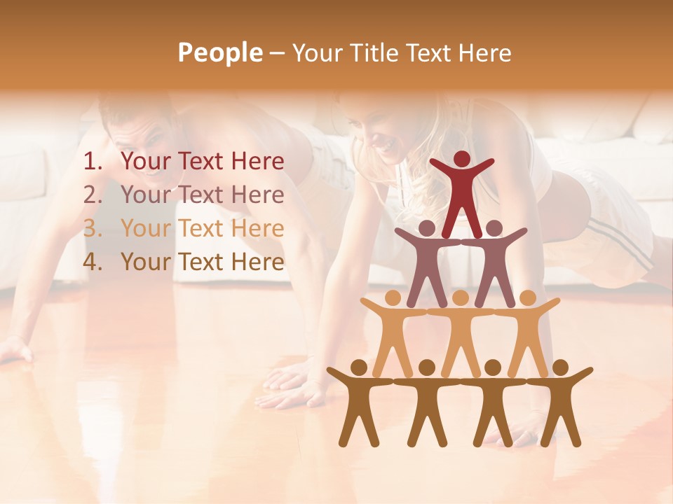 Young Man And Woman Woman Doing Exercise In The Sunny Room PowerPoint Template