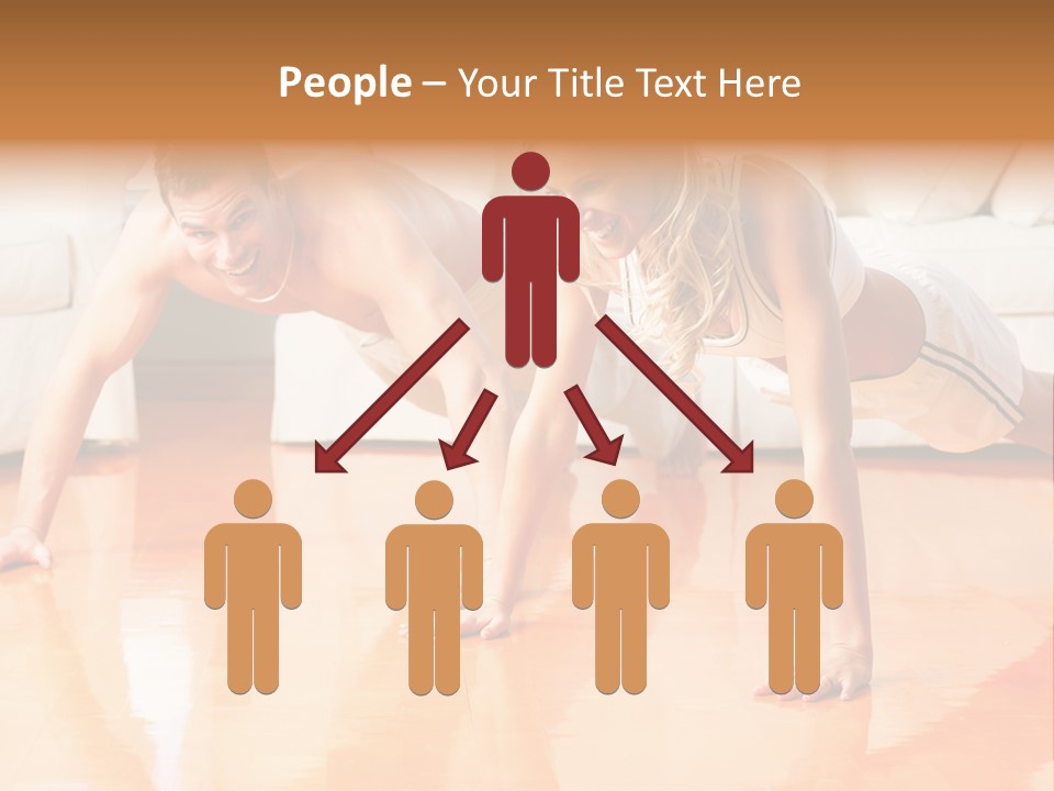 Young Man And Woman Woman Doing Exercise In The Sunny Room PowerPoint Template