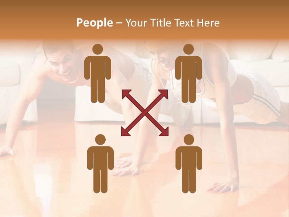 Young Man And Woman Woman Doing Exercise In The Sunny Room PowerPoint Template