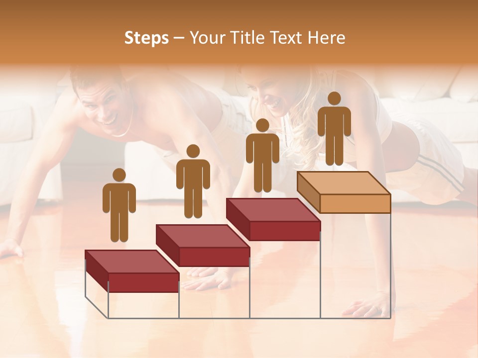 Young Man And Woman Woman Doing Exercise In The Sunny Room PowerPoint Template