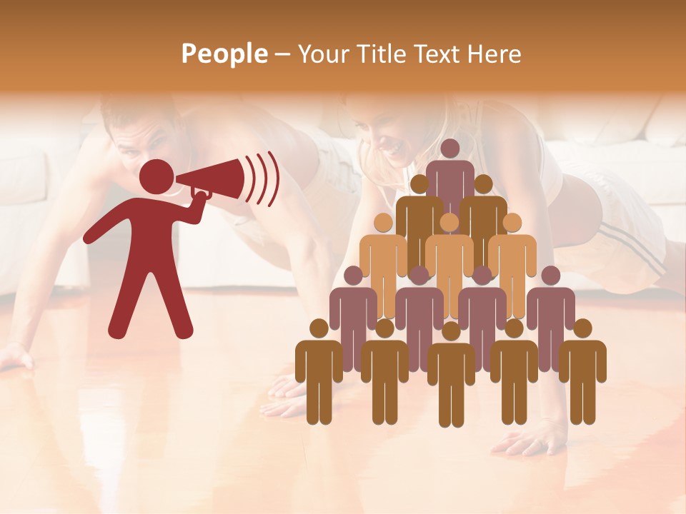 Young Man And Woman Woman Doing Exercise In The Sunny Room PowerPoint Template