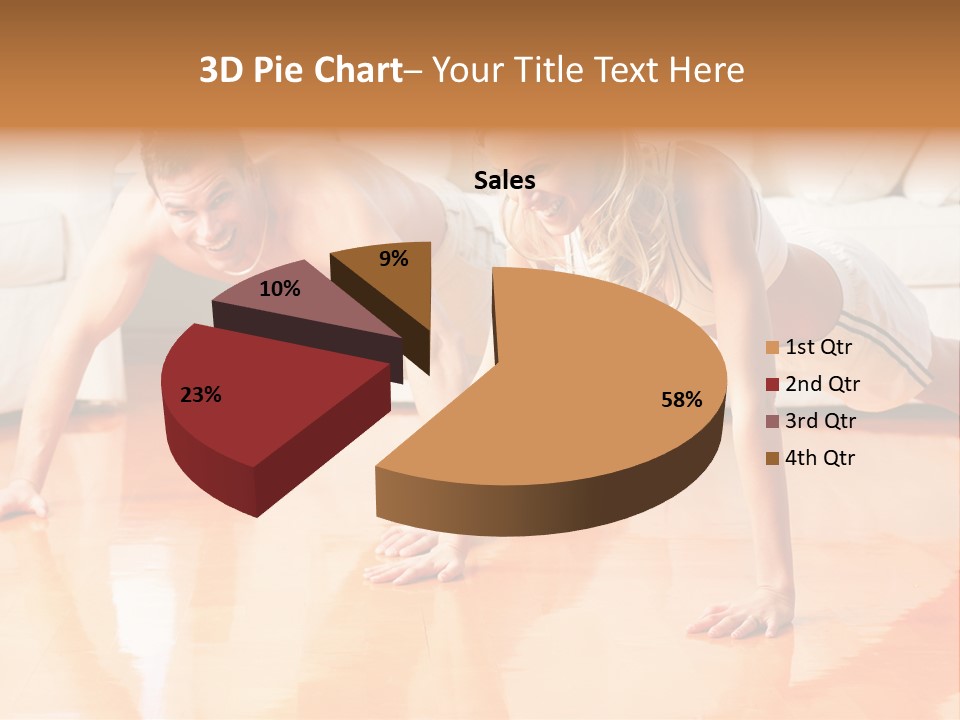 Young Man And Woman Woman Doing Exercise In The Sunny Room PowerPoint Template
