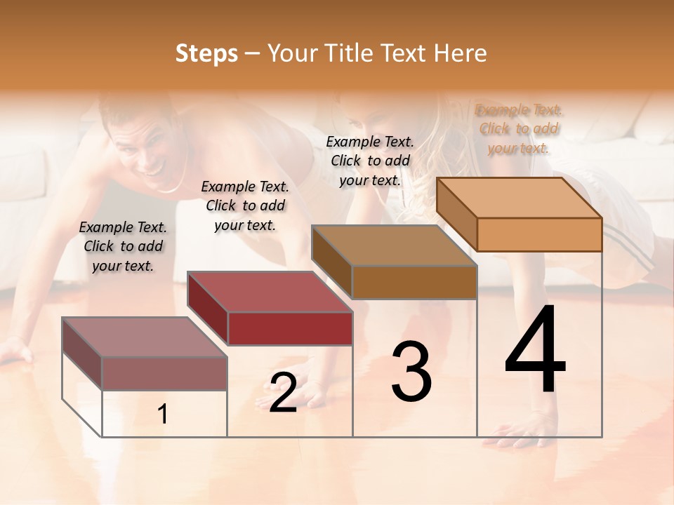 Young Man And Woman Woman Doing Exercise In The Sunny Room PowerPoint Template