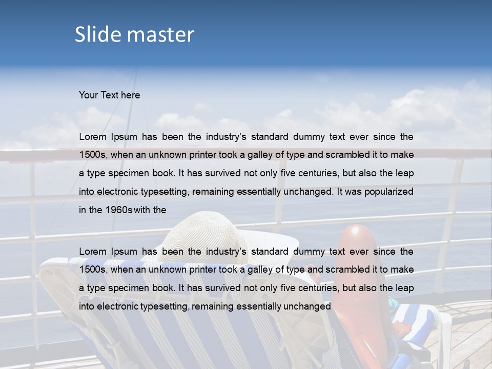 A Woman Sits On The Upper Deck Of A Cruise Ship And Overlooks The Ocean PowerPoint Template