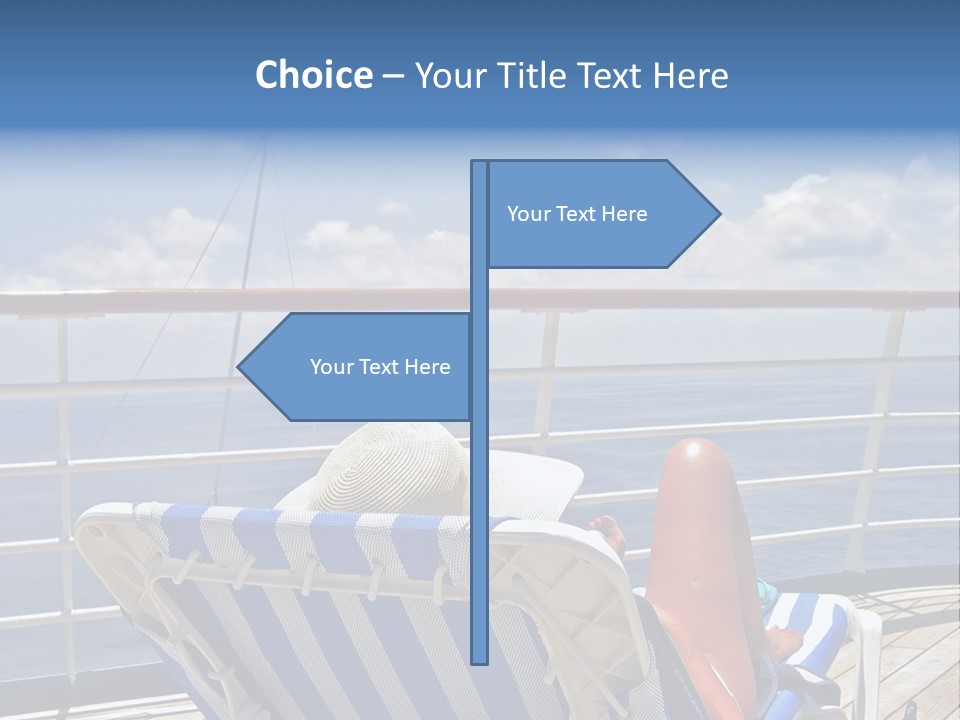 A Woman Sits On The Upper Deck Of A Cruise Ship And Overlooks The Ocean PowerPoint Template