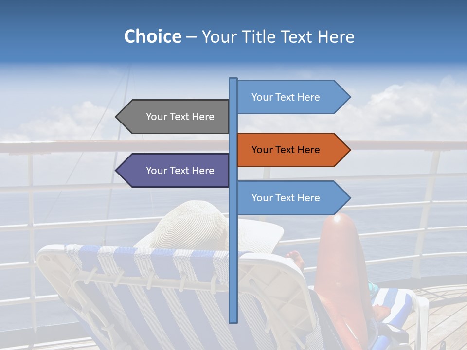 A Woman Sits On The Upper Deck Of A Cruise Ship And Overlooks The Ocean PowerPoint Template