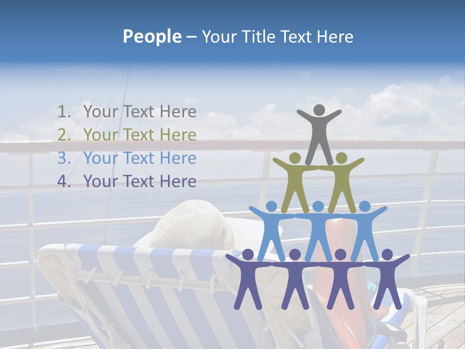 A Woman Sits On The Upper Deck Of A Cruise Ship And Overlooks The Ocean PowerPoint Template