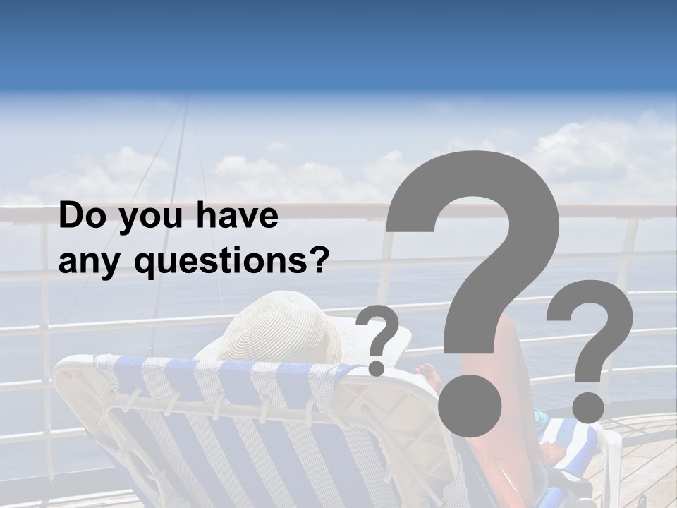A Woman Sits On The Upper Deck Of A Cruise Ship And Overlooks The Ocean PowerPoint Template