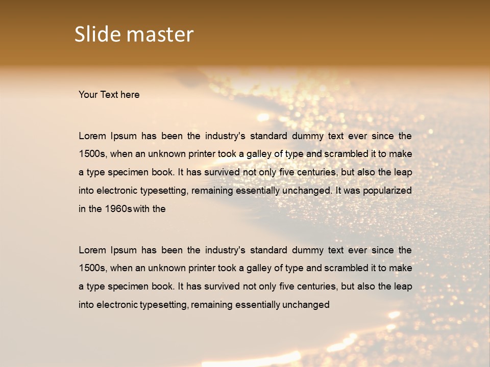 Golden Reflection Of The Sunset In The Sand. PowerPoint Template