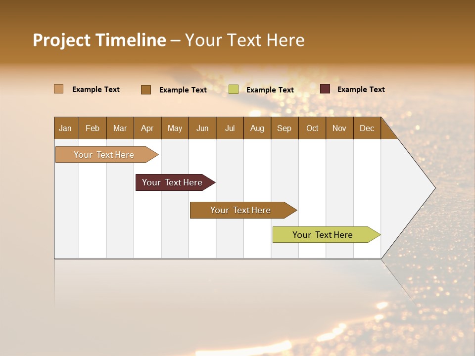 Golden Reflection Of The Sunset In The Sand. PowerPoint Template