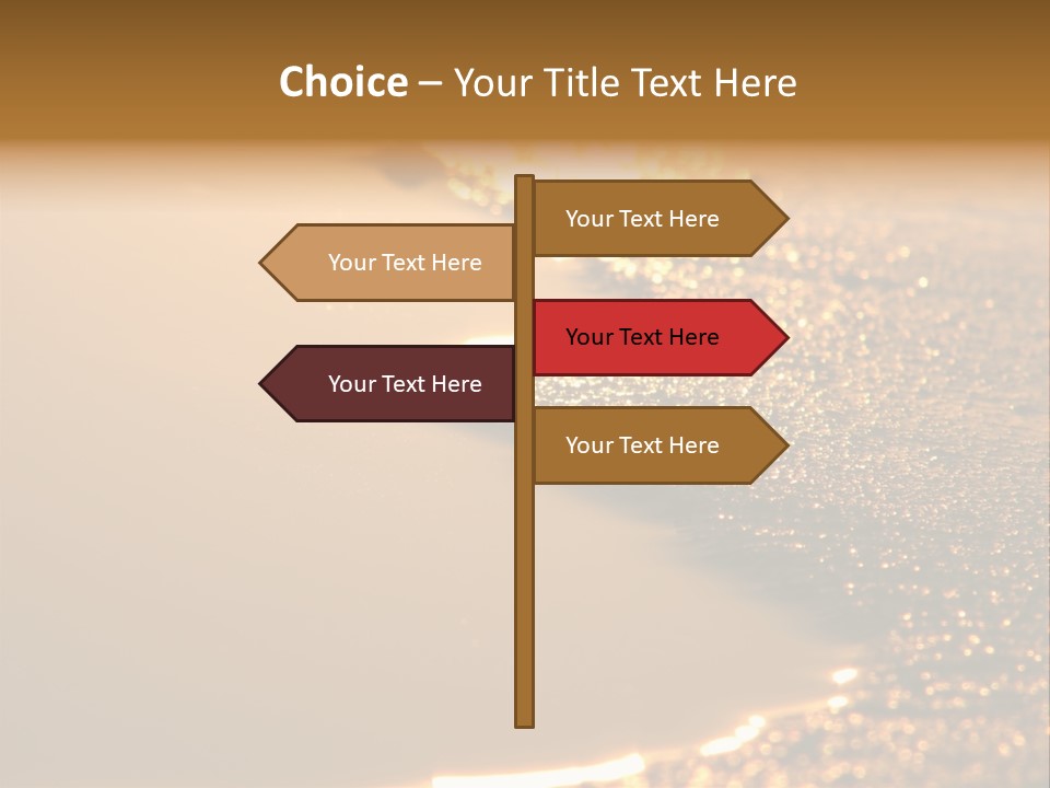 Golden Reflection Of The Sunset In The Sand. PowerPoint Template