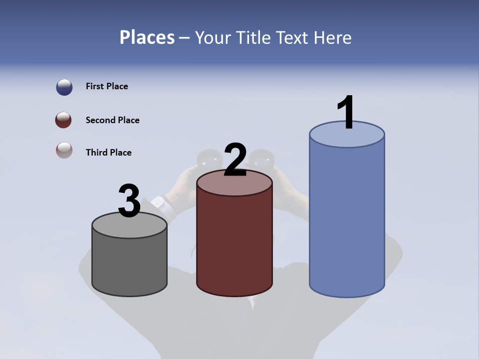 Businessman Looking Through Binoculars With A Blue Sky As Background PowerPoint Template