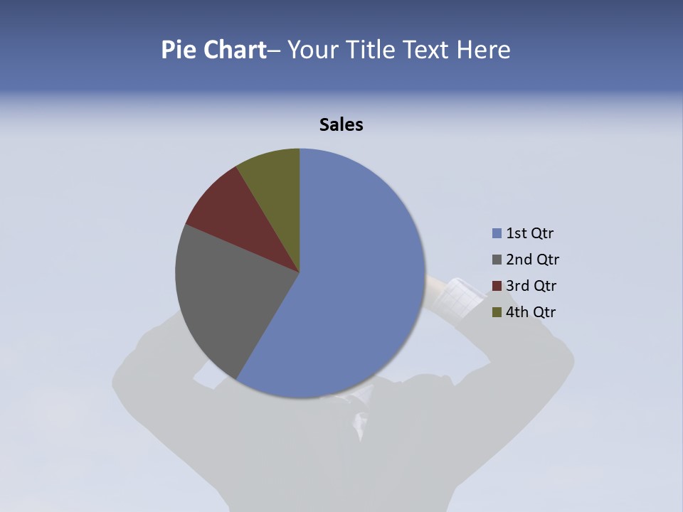 Businessman Looking Through Binoculars With A Blue Sky As Background PowerPoint Template