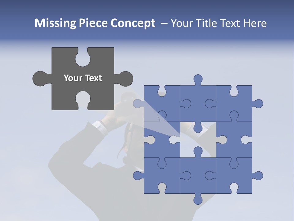 Businessman Looking Through Binoculars With A Blue Sky As Background PowerPoint Template