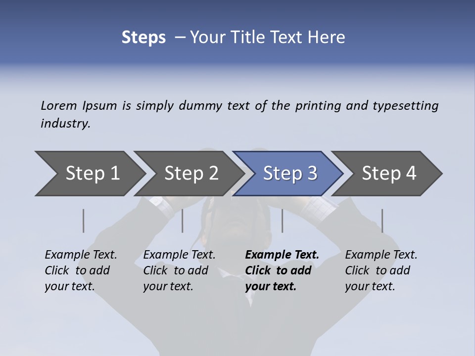 Businessman Looking Through Binoculars With A Blue Sky As Background PowerPoint Template