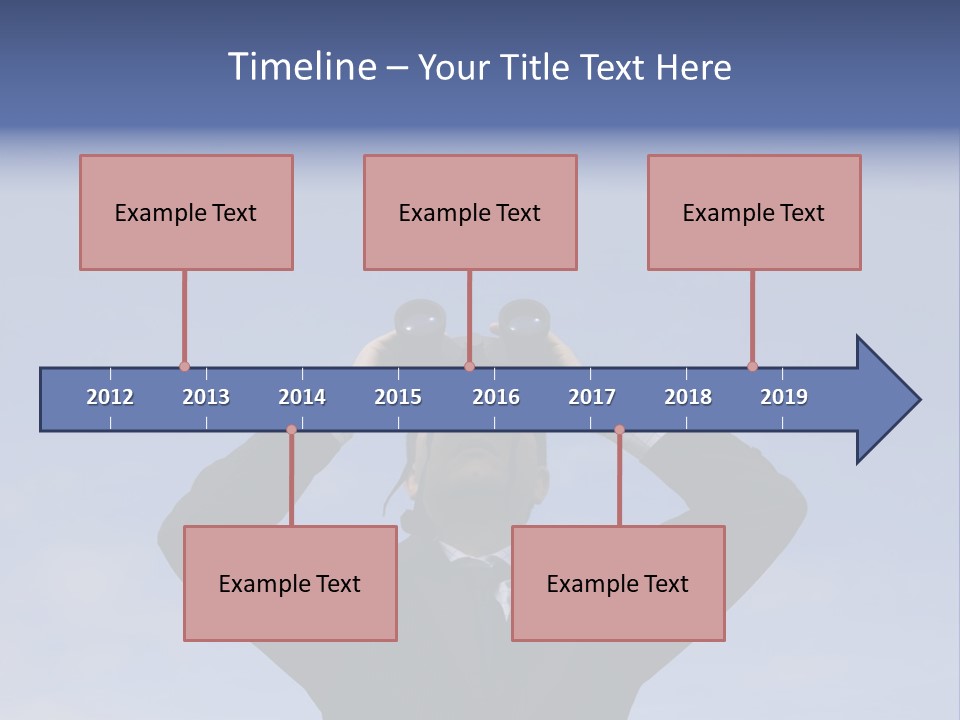 Businessman Looking Through Binoculars With A Blue Sky As Background PowerPoint Template