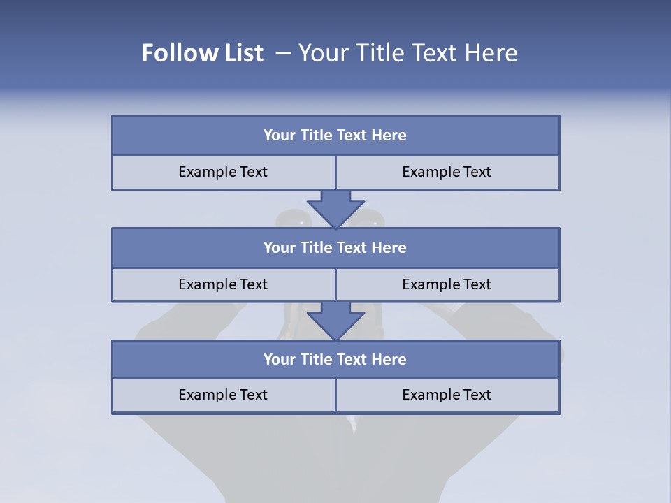 Businessman Looking Through Binoculars With A Blue Sky As Background PowerPoint Template