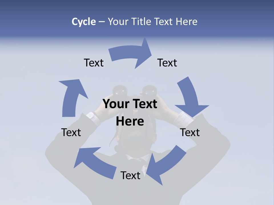 Businessman Looking Through Binoculars With A Blue Sky As Background PowerPoint Template
