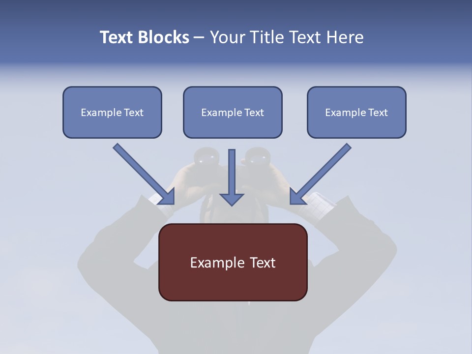 Businessman Looking Through Binoculars With A Blue Sky As Background PowerPoint Template