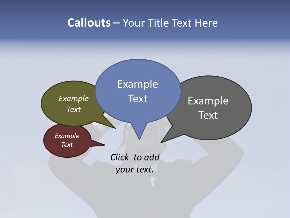 Businessman Looking Through Binoculars With A Blue Sky As Background PowerPoint Template