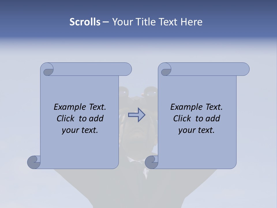 Businessman Looking Through Binoculars With A Blue Sky As Background PowerPoint Template
