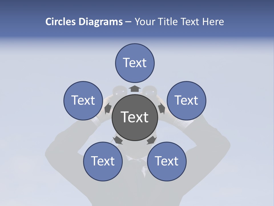 Businessman Looking Through Binoculars With A Blue Sky As Background PowerPoint Template