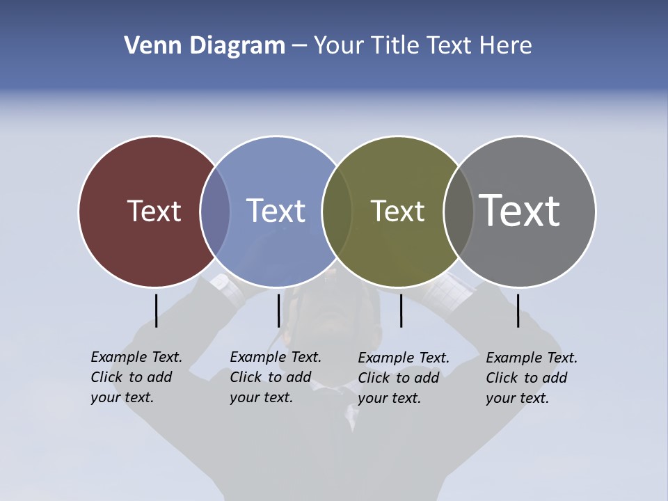 Businessman Looking Through Binoculars With A Blue Sky As Background PowerPoint Template