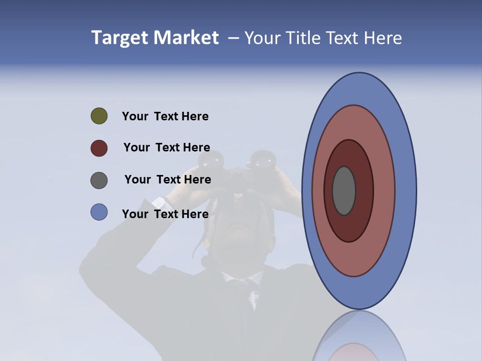 Businessman Looking Through Binoculars With A Blue Sky As Background PowerPoint Template