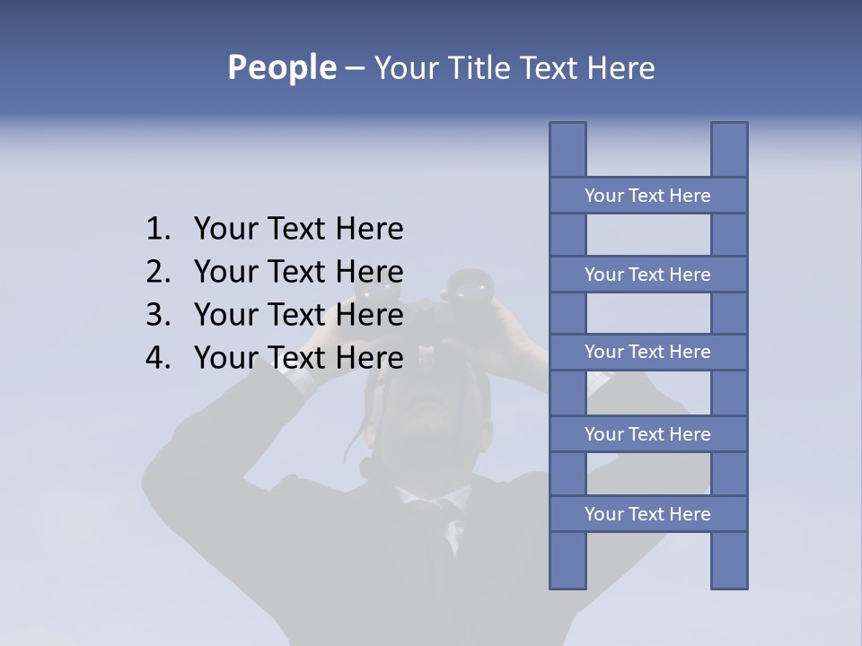 Businessman Looking Through Binoculars With A Blue Sky As Background PowerPoint Template