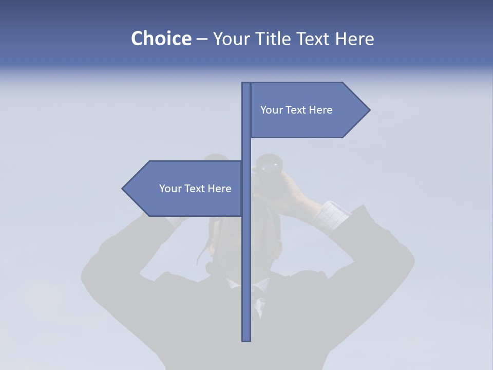 Businessman Looking Through Binoculars With A Blue Sky As Background PowerPoint Template