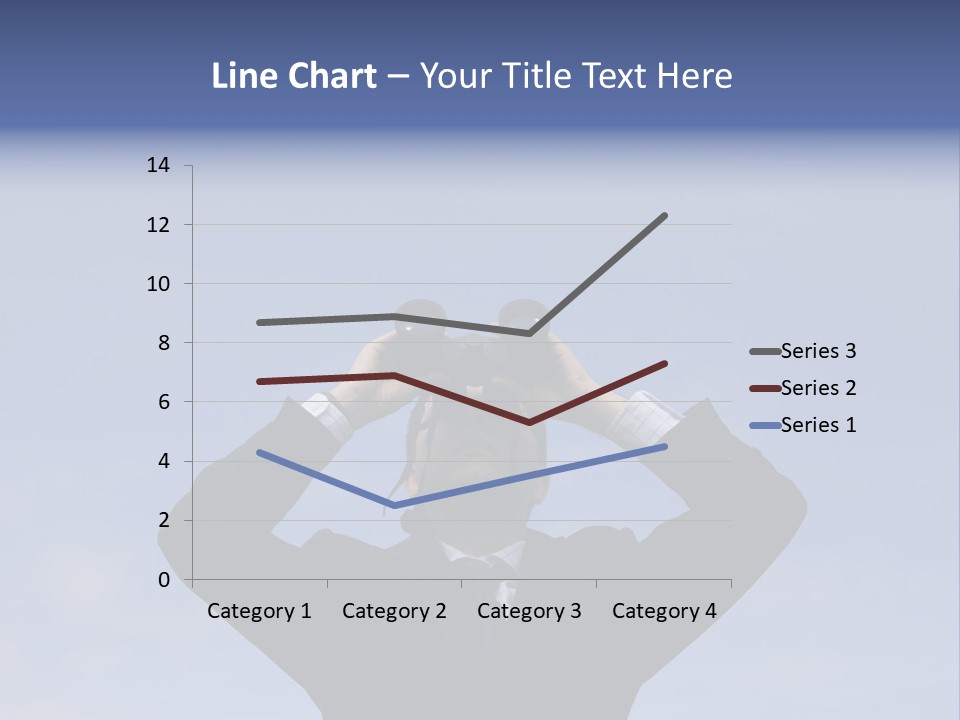 Businessman Looking Through Binoculars With A Blue Sky As Background PowerPoint Template