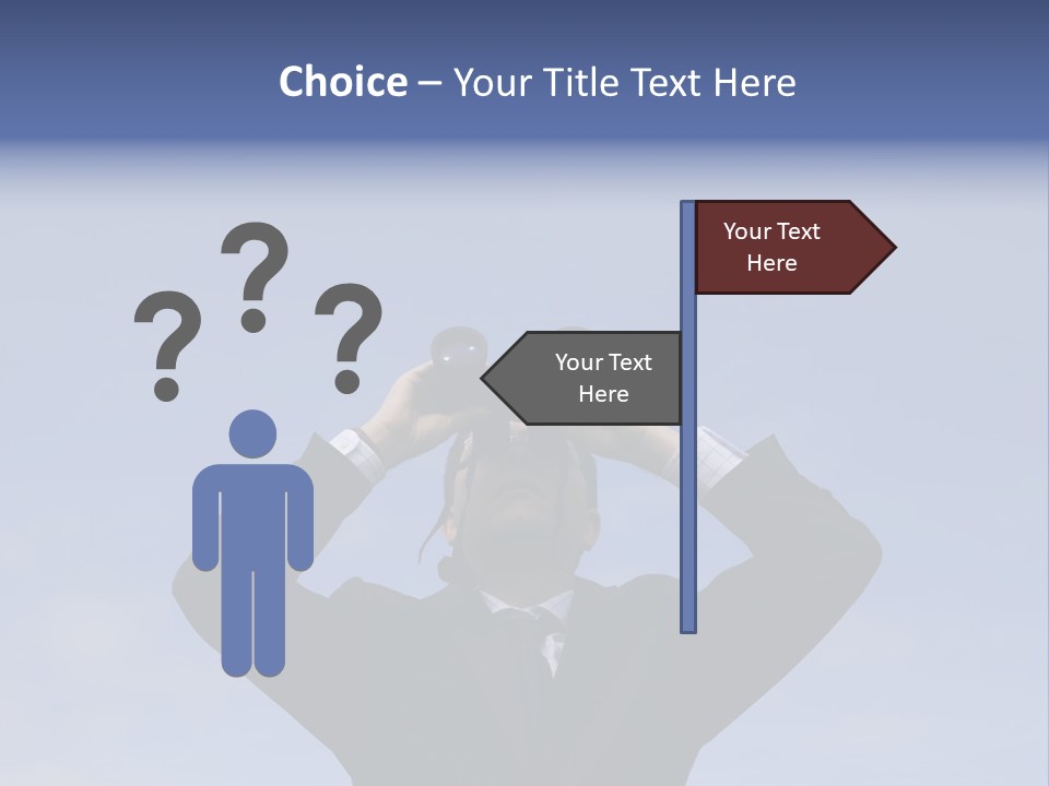 Businessman Looking Through Binoculars With A Blue Sky As Background PowerPoint Template